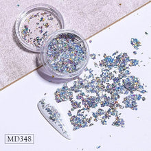 Load image into Gallery viewer, Gold Silver Irregular Aluminum Foil Paper Nail Art Sticker 3D Glitter Manicure UV Gel Polish Nail Decoration Tools Decoration Stickers Decoration New Gold Nail Transfer Foils for Nail Arts Nails Supply Holographic Effect Nail Art Foil Stickers
