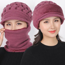 Load image into Gallery viewer, New Winter Balaclava Beanies Mother Hat Women Warm Thick Skellies Riding Outdoor Hats Gorgas Stripes Beanie Cap Mask Scarf Hat Set Outdoor Sport Warm Beanies Hat For Men Knitted Hats Bandana Hiking Camping Kid Neck Warmer Cap
