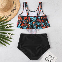 Load image into Gallery viewer, Women High Waist Bikini Plus Size Swimwear Summer Swimsuit Beach Bathing Suit Ruffle Bikini  Floral Printed Ruffle High Waist Bikini Set Women's Tummy Control Bathing Suit Swimsuit Flounce Peplum
