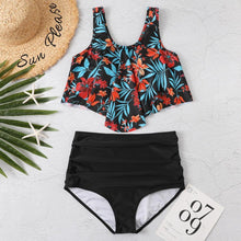 Load image into Gallery viewer, Women High Waist Bikini Plus Size Swimwear Summer Swimsuit Beach Bathing Suit Ruffle Bikini  Floral Printed Ruffle High Waist Bikini Set Women's Tummy Control Bathing Suit Swimsuit Flounce Peplum

