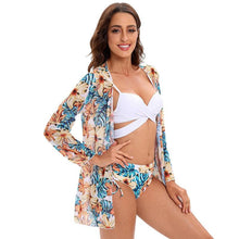 Load image into Gallery viewer, Bikini Women Push Up Swimsuit 3 Piece Bikini Set With Cover Up Women's Fashion 3 Piece Tie Dye Top Bikini Set Swimsuit Cover Up Skirt Swimwear Push Up Bather Swim Wear
