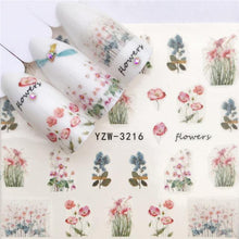 Load image into Gallery viewer, Flower Animal Designs Water Transfer Sticker Nail Art Decals Fashion Wraps Tips Manicure Tools Nail Watermark Decals iridescent Decoration Nail Self-Adhesive Decals Nail Stickers Water Transfer Fresh Nail Decals for Nail Art
