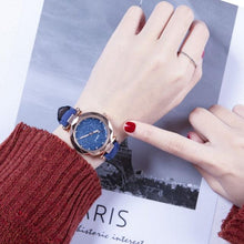 Load image into Gallery viewer, Shiny Luxury Student Watch Womens Star Quartz Watch Fashion Casual Womens Watch Bracelet Set Dial Woman Children Set Bracelet Watch Leather Band Luxury Quartz Watches
