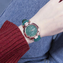 Load image into Gallery viewer, Shiny Luxury Student Watch Womens Star Quartz Watch Fashion Casual Womens Watch Bracelet Set Dial Woman Children Set Bracelet Watch Leather Band Luxury Quartz Watches
