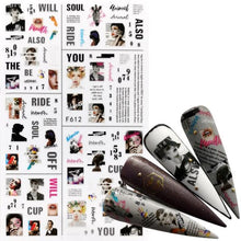 Load image into Gallery viewer, 3D Nail Slider Black Russia Letter Sticker Decals Flamingo Design Adhesive Manicure Tips Nail Art Decorations Accessories Sliders Manicure Decoration 3D Nail Supplies Holographic Decals Transfer Sliders Nail Design Manicures Nail Self-Adhesive Sticker
