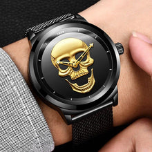 Load image into Gallery viewer, Men's Waterproof Stainless Steel Watch  3D Skull And Fluorescent Hands Unique Design Perfect Gift
