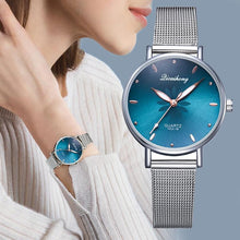 Load image into Gallery viewer, Women's Stylish Elegant Watch With Braided Steel Bracelet With Shiny Background Unique Design Perfect Gif
