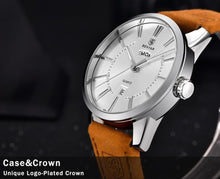 Load image into Gallery viewer, Business Fashion Men Watches Brown Luxury Military Leather Band Wristwatches  Date Week Display Watch
