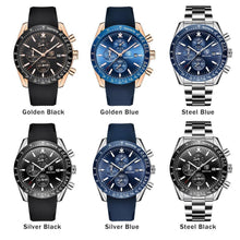 Load image into Gallery viewer, Casual Men's Watches Chronograph Modern Analog Quartz Waterproof Sports Watches Rubber Strap Business Wrist Watches For Men

