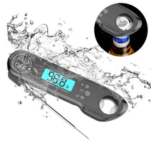 Load image into Gallery viewer, Professional Waterproof Digital Food Thermometer Pyrometer with Folding Foldable Probe Waterproof Digital Instant Read Meat Thermometer with 4.6” Folding Probe Backlight &amp; Calibration Function for Cooking Food Candy BBQ Grill for Kitchen Food Cooking
