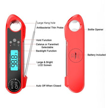Load image into Gallery viewer, Professional Waterproof Digital Food Thermometer Pyrometer with Folding Foldable Probe Waterproof Digital Instant Read Meat Thermometer with 4.6” Folding Probe Backlight &amp; Calibration Function for Cooking Food Candy BBQ Grill for Kitchen Food Cooking
