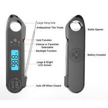Load image into Gallery viewer, Professional Waterproof Digital Food Thermometer Pyrometer with Folding Foldable Probe Waterproof Digital Instant Read Meat Thermometer with 4.6” Folding Probe Backlight &amp; Calibration Function for Cooking Food Candy BBQ Grill for Kitchen Food Cooking
