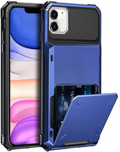 Load image into Gallery viewer, Protective Case For Cards Shock Absorption Anti-Slip Heavy Duty Protection Hard Cover For iPhone 14 13 11 12 Pro Max Mini Case With Wallet Card Hidden Card Compartment Cover For iPhone 11 12 Pro Max 12Pro 12 Mini
