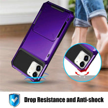 Load image into Gallery viewer, Protective Case For Cards Shock Absorption Anti-Slip Heavy Duty Protection Hard Cover For iPhone 14 13 11 12 Pro Max Mini Case With Wallet Card Hidden Card Compartment Cover For iPhone 11 12 Pro Max 12Pro 12 Mini
