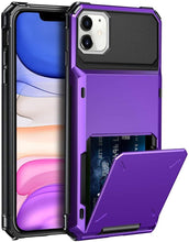 Load image into Gallery viewer, Protective Case For Cards Shock Absorption Anti-Slip Heavy Duty Protection Hard Cover For iPhone 14 13 11 12 Pro Max Mini Case With Wallet Card Hidden Card Compartment Cover For iPhone 11 12 Pro Max 12Pro 12 Mini
