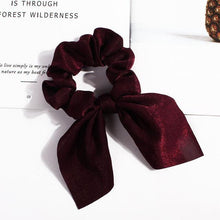 Load image into Gallery viewer, Pure Color Elastic Hair Band Rabbit Ear Bow Pearl Hair Rope Satin Ponytail Scrunchie Bobbles Elastic Hair Ties Ropes Ponytail Holder Accessories for Women And Girls
