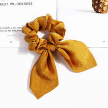 Load image into Gallery viewer, Pure Color Elastic Hair Band Rabbit Ear Bow Pearl Hair Rope Satin Ponytail Scrunchie Bobbles Elastic Hair Ties Ropes Ponytail Holder Accessories for Women And Girls
