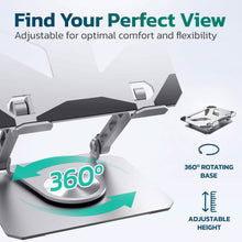 Load image into Gallery viewer, Purely SW60 Swivel Tablet Stand, Aluminum iPad Stand with 360Â° Rotating Base, Adjustable &amp; Foldable Tablet Holder
