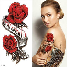 Load image into Gallery viewer, Purple 3D Flower Tattoos Waterproof Luxury Tattoo Rose Lotus Flower Body Art Fashion Stickers For Womens
