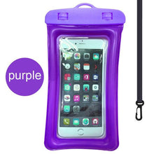 Load image into Gallery viewer, Purple Universal Waterproof Phone Case Water Proof Swim Pouch Bag Cases For iPhone Floating Phone Protector Smartphone Touchscreen Waterproof Pouch

