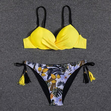 Load image into Gallery viewer, Push Up Bikini Floral Print Swimsuit Swimwear Women Bathing Suit Bikinis Set Brazilian Beach Female Wear Women's Bikini Swimsuits Floral Printed Bathing Suits for Women 2 Piece Bikini
