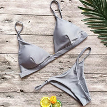 Load image into Gallery viewer, Push Up Bikini Set Swimsuits High Waist Swimwear Women Ribbed Bathing Suits Brazilian Bikinis Swimsuit for Women  Bottom Triangle Bikinis Top Bathing Suit
