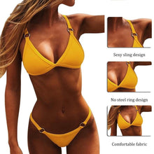 Load image into Gallery viewer, Push Up Bikini Set Swimsuits High Waist Swimwear Women Ribbed Bathing Suits Brazilian Bikinis Swimsuit for Women  Bottom Triangle Bikinis Top Bathing Suit
