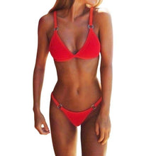 Load image into Gallery viewer, Push Up Bikini Set Swimsuits High Waist Swimwear Women Ribbed Bathing Suits Brazilian Bikinis Swimsuit for Women  Bottom Triangle Bikinis Top Bathing Suit

