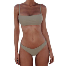 Load image into Gallery viewer, Push Up Bikini Set Swimsuits High Waist Swimwear Women Ribbed Bathing Suits Brazilian Bikinis Swimsuit for Women  Bottom Triangle Bikinis Top Bathing Suit
