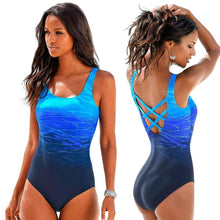 Load image into Gallery viewer, Push Up Swimwear Back One-piece Beach Bathing Suit Colorful Print One Piece Women Swimsuit  Women's Plunge Bathing Suit Strappy Mesh One Piece Swimsuit Tummy Control Swimwear
