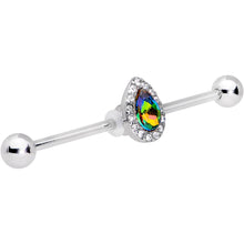Load image into Gallery viewer, Rainbow Gem Bubblegum Teardrop Industrial Barbell 38mm
