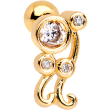 Load image into Gallery viewer, Clear CZ Gem Gold Tone Anodized Sassy Swirl Cartilage Tragus Earring
