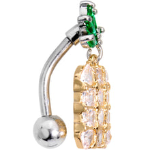 Load image into Gallery viewer, Clear Green Gem Princess Pineapple Top Mount Belly Ring
