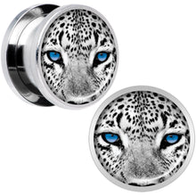 Load image into Gallery viewer, Black White Leopard Eyes Steel Screw Fit Plug Set 9/16
