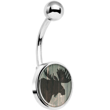 Load image into Gallery viewer, Holiday Rustic Wood Moose Belly Ring
