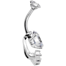 Load image into Gallery viewer, White Faux Opal Clear CZ Gem Sassy Fashions Dangle Belly Ring
