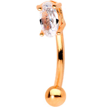 Load image into Gallery viewer, 5/16 Clear CZ Gem Rose Gold Plated Big Bling Curved Eyebrow Ring
