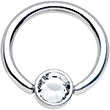 Load image into Gallery viewer, 16G 3/8 Clear Gem Steel BCR Captive Ring 4mm Flat Disc
