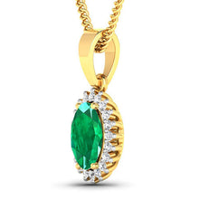 Load image into Gallery viewer, 1.13 Carat Genuine Zambian Emerald and White Diamond 14K Yellow Gold Pendant
