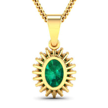 Load image into Gallery viewer, 1.13 Carat Genuine Zambian Emerald and White Diamond 14K Yellow Gold Pendant
