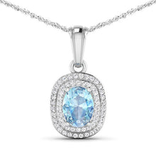 Load image into Gallery viewer, 1.35 Carat Genuine Aquamarine and White Diamond 14K White Gold Pendant
