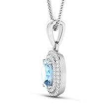 Load image into Gallery viewer, 1.35 Carat Genuine Aquamarine and White Diamond 14K White Gold Pendant
