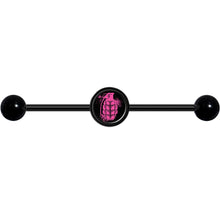 Load image into Gallery viewer, 14G Pink Grenade Black Industrial Barbell 37mm
