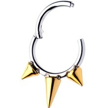 Load image into Gallery viewer, 16G 5/16 Gold Tone Spike Punk Hinged Segment Ring
