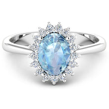 Load image into Gallery viewer, 1.62 Carat Genuine Aquamarine and White Diamond 14K White Gold Ring
