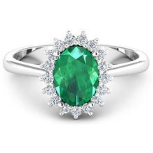 Load image into Gallery viewer, 1.87 Carat Genuine Zambian Emerald  and White Diamond 14K White Gold Ring
