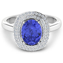 Load image into Gallery viewer, 2.02 Carat Genuine Tanzanite and White Diamond 14K White Gold Ring

