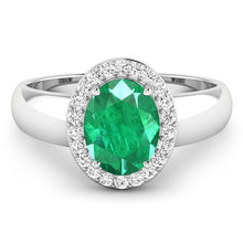Load image into Gallery viewer, 1.87 Carat Genuine Zambian Emerald and White Diamond 14K White Gold Ring

