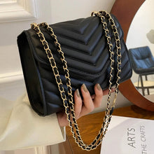 Load image into Gallery viewer, Quilted Pattern Flap Chain Square Bag
