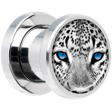 Load image into Gallery viewer, Black White Leopard Eyes Steel Screw Fit Plug Set 0G
